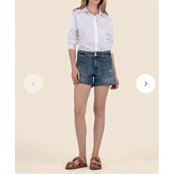 Kut from the Kloth Women's Blue Denim Shorts Size 10 High Rise - Picture 1 of 10